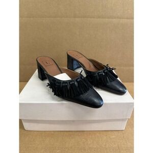 NWD L'Autre Chose Crocodile Leather Tasseled Mules Black Womens Size 37 EU